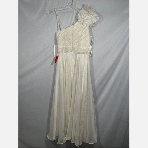 NWT $398‎ Mac Duggal [ 0 ] Rosette One Shoulder Tea Length Dress White - Picture 8 of 15